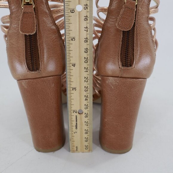 Anthropologie Raphaella Booz Copula Heels Womens 6 Rose Gold Bohemian NYE Retro - Picture 3 of 12